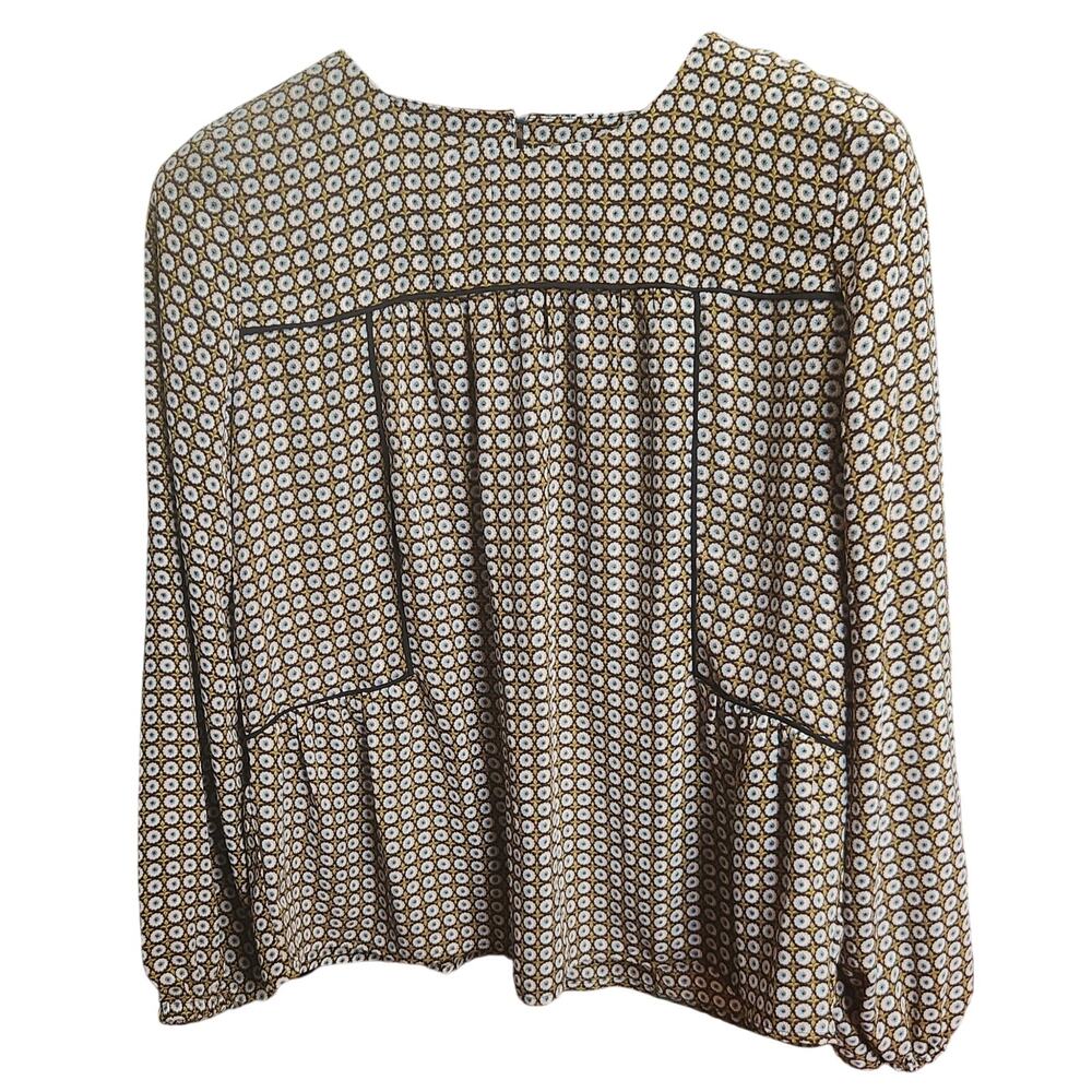 Loft Peplum FLoral Blouse Womens size Small Cream color Tiered Boho Hippie